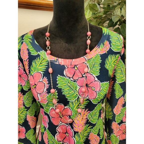 Simply Southern Hawaiian Hibiscus Floral Print Knee Length Tunic Dress Small - Picture 11 of 11